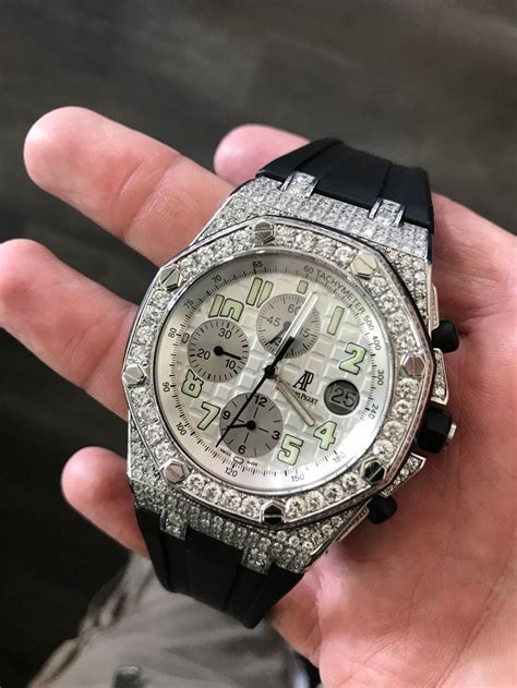 iced out audemars piguet royal oak 36 mm black dial|Audemars Piguet green oak.